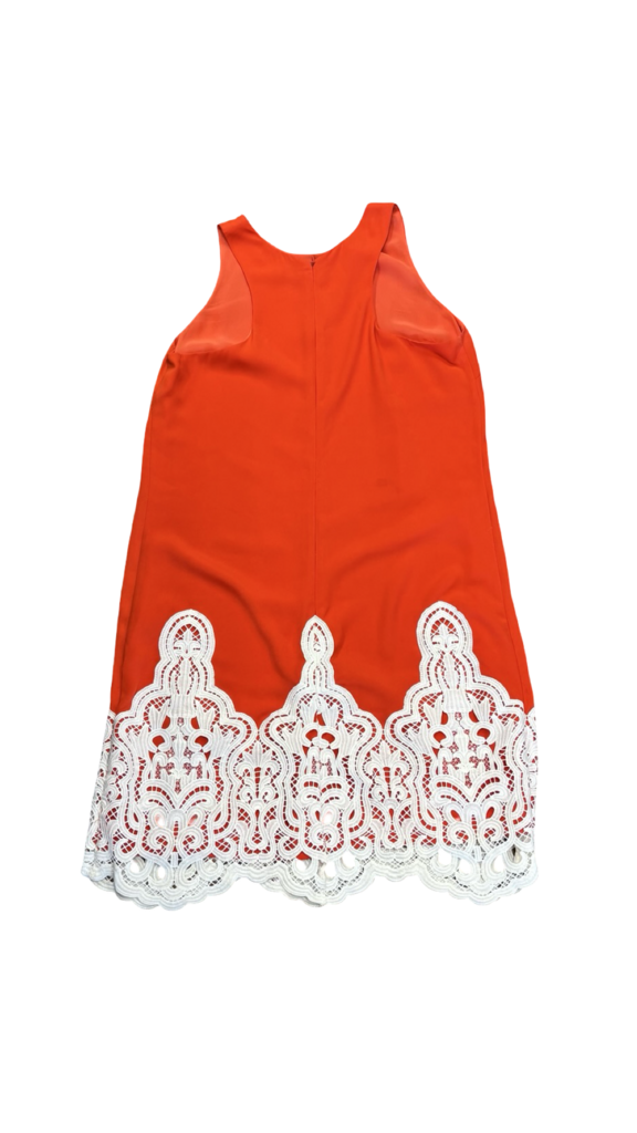 Large Cremeux Women's Orange Dress with Lace Detail