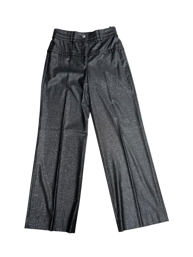 Size 42 Chanel Metallic Wide-Leg Trousers