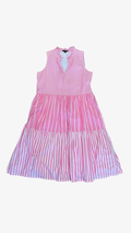 Small J.Crew Sleeveless Tiered Popover Pink Striped Dress