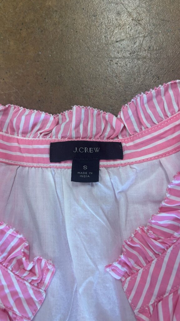 Small J.Crew Sleeveless Tiered Popover Pink Striped Dress