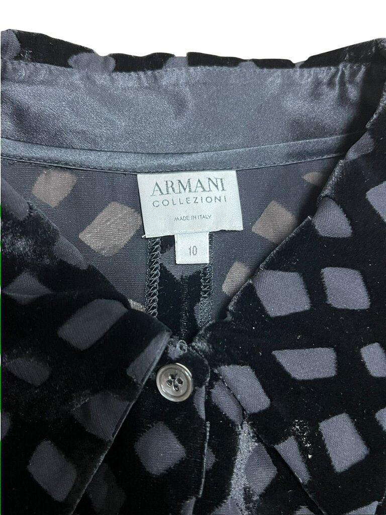 Size 10 Armani Collezioni Black Velvet Shirt