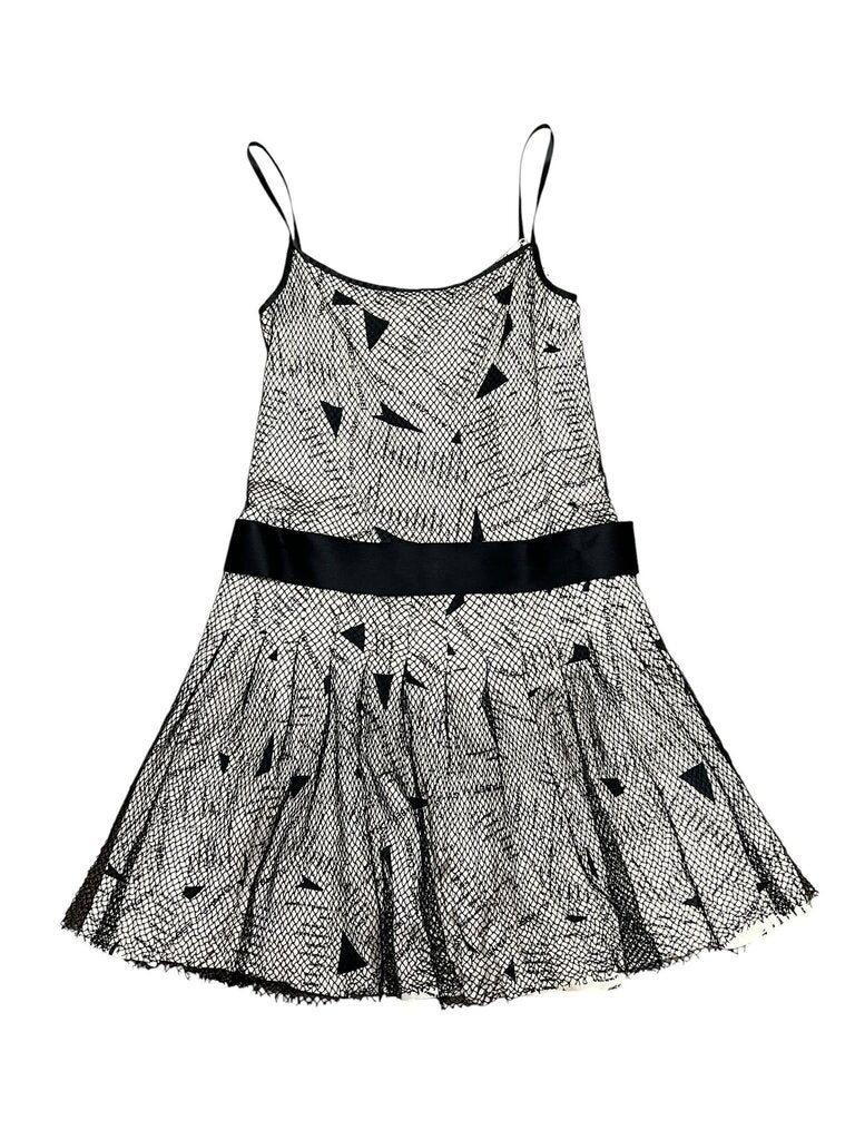 Size 42 Chanel Black and White Mesh Dress