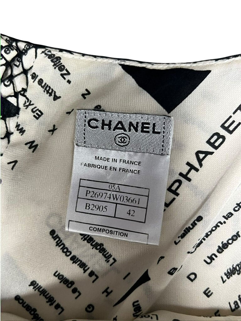 Size 42 Chanel Black and White Mesh Dress