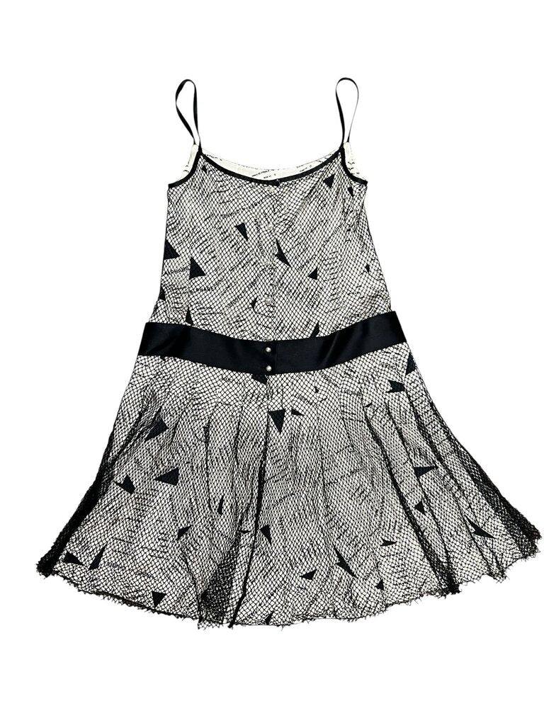 Size 42 Chanel Black and White Mesh Dress