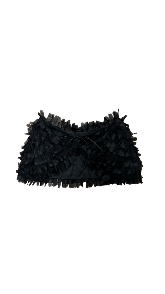 Gemma Kahng Black Feather -Like Bolero Capelet