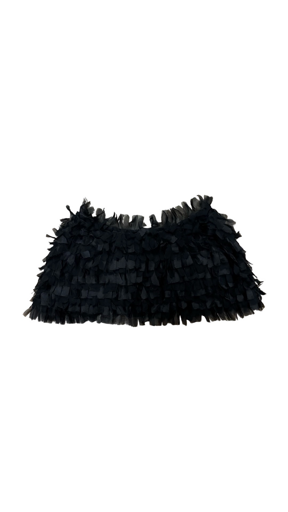 Gemma Kahng Black Feather -Like Bolero Capelet