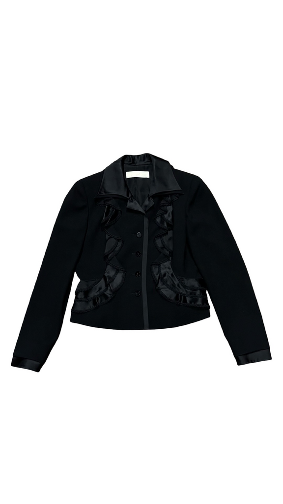 Size 8 Valentino Women's Black Ruffled Jacket