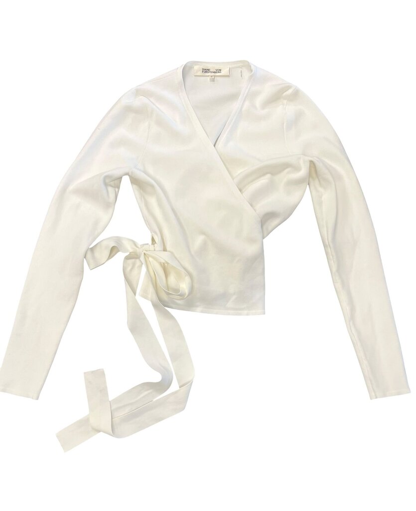 Size M- Diane von Furstenberg White Wrap Top
