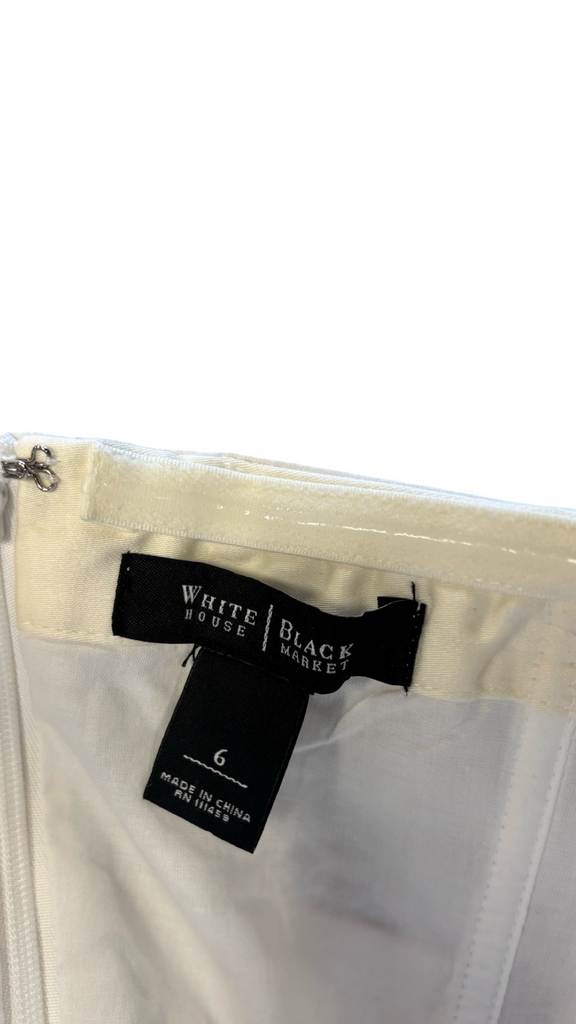Size 6 White House Black Market White Strapless Cocktail Dress – The Revolving Closet Size 6 White House Black Market White Strapless Cocktail Dress – The Revolving Closet