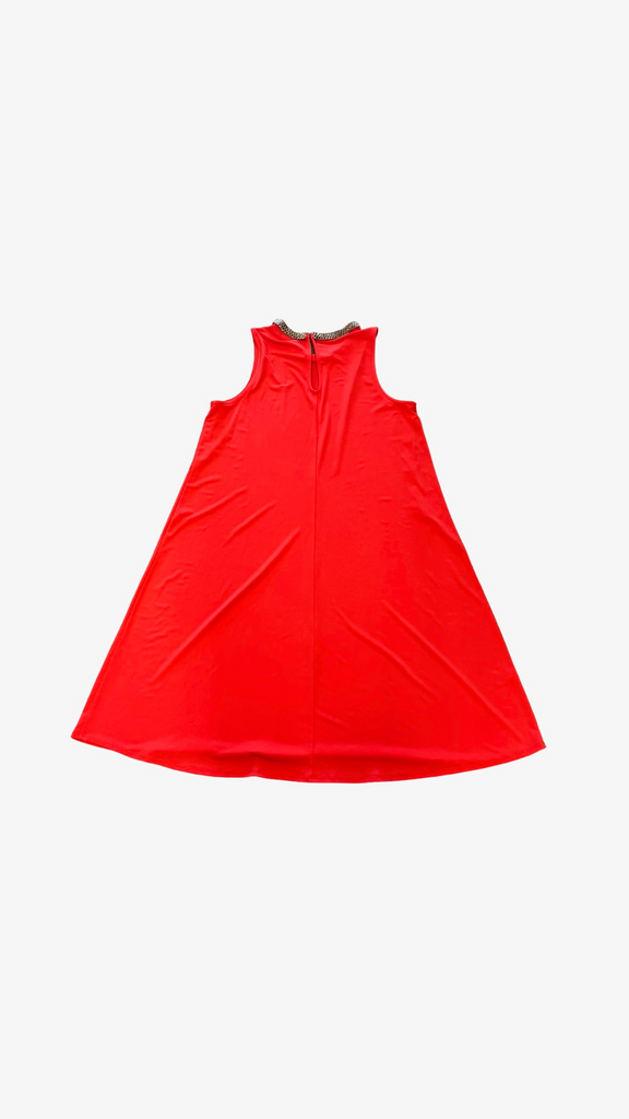 Size 4 Calvin Klein Orange A-Line Sleeveless Dress