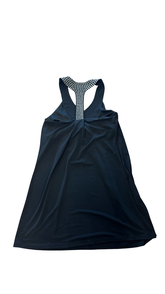 Size 8 Spense Women's Black Dress with Studded Neckline