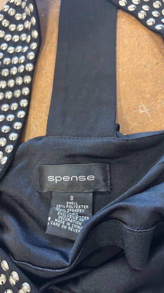Size 8 Spense Women's Black Dress with Studded Neckline