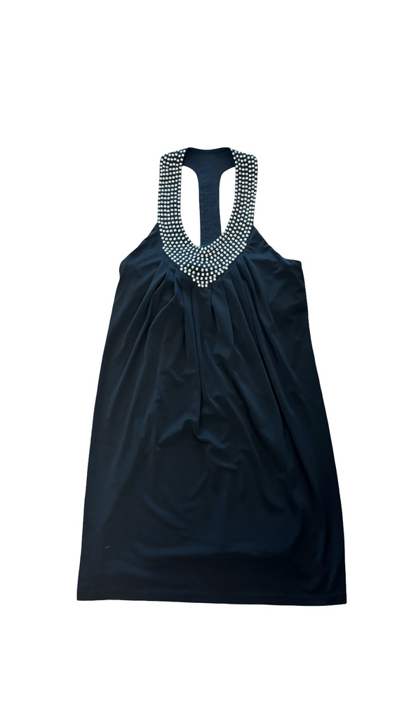 Size 8 Spense Women's Black Dress with Studded Neckline