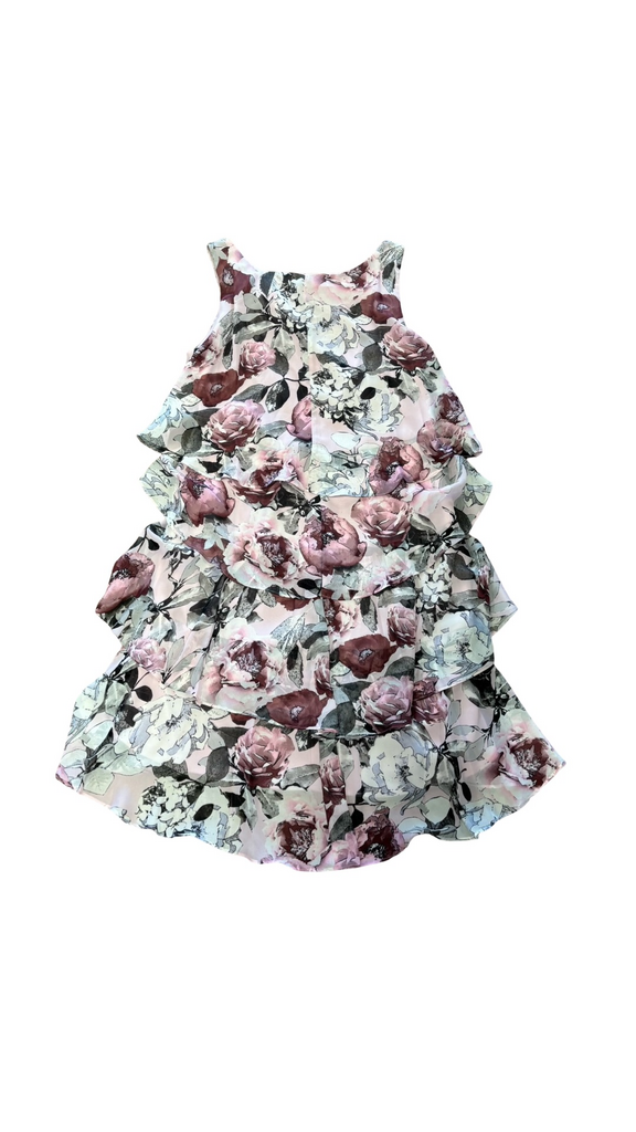 Size 8 SLNY Elegant Floral Ruffled Dress