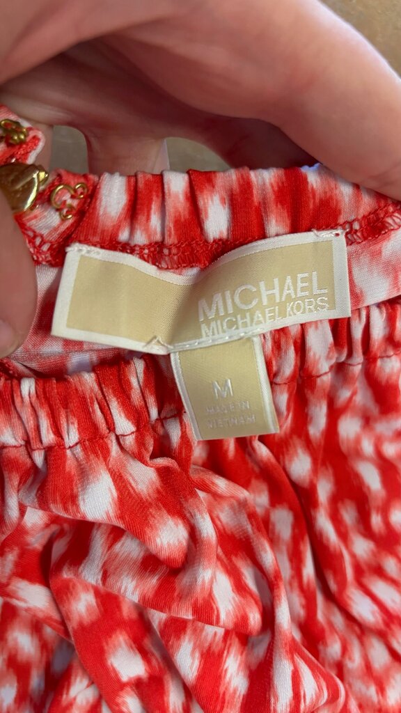 Medium Michael Kors Women's Red and White Printed Dress