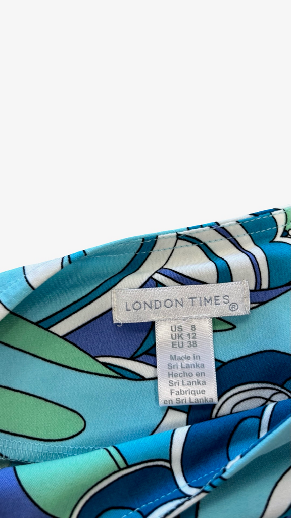 Size 8 London Times Turquoise Printed Dress
