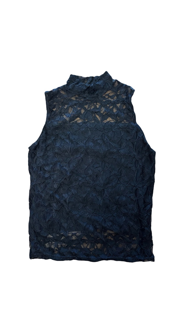 XL G Wheels Navy Lace Top