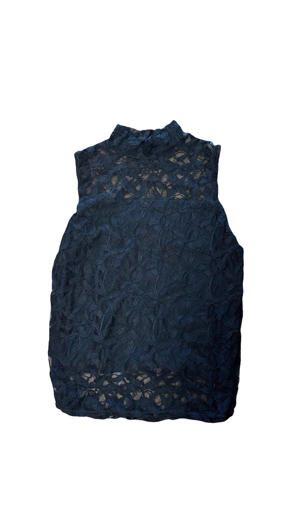 XL G Wheels Navy Lace Top