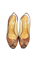 Size 37 Oscar de la Renta Brown Slingback Heels