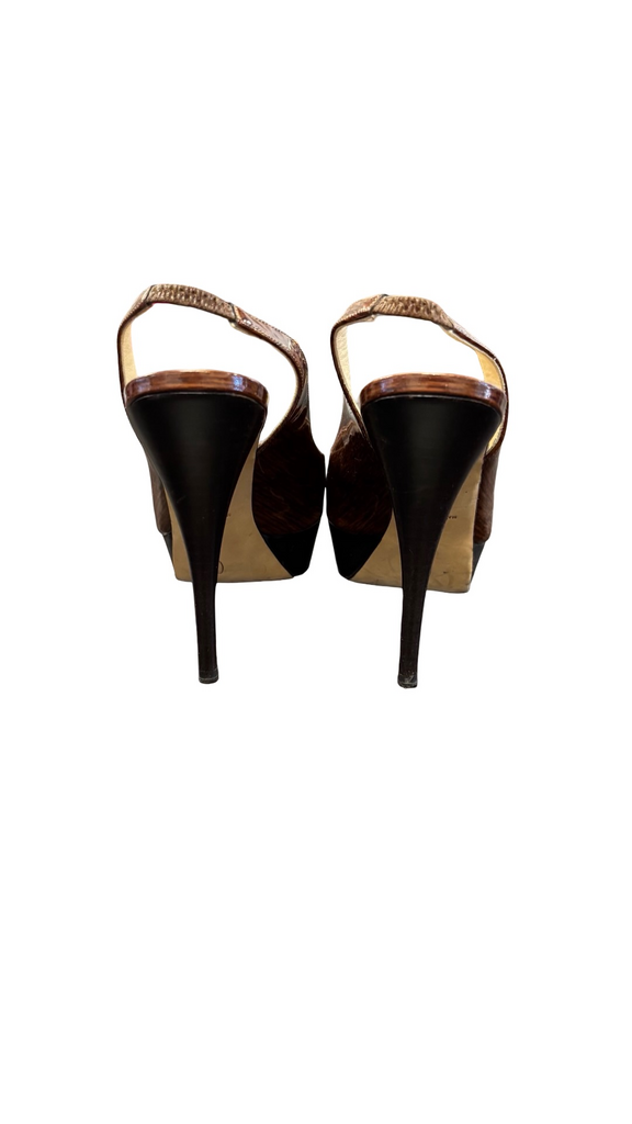 Size 37 Oscar de la Renta Brown Slingback Heels