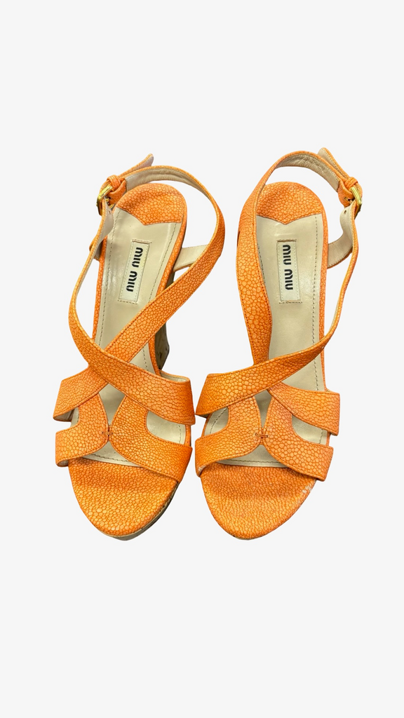 Size 38 Miu Miu Orange Heeled Sandals