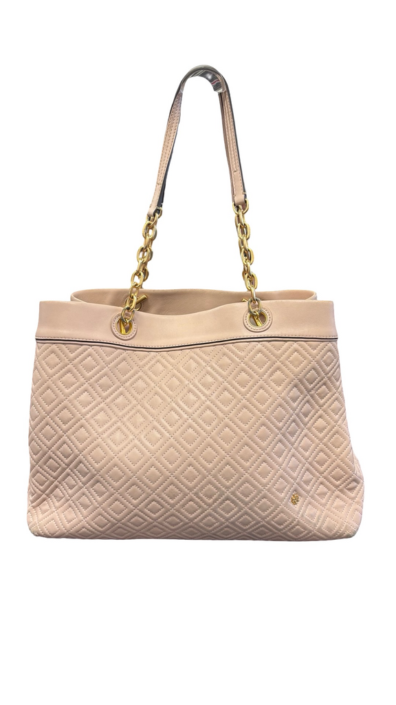 Tory Burch Quilted Beige Tote Bag