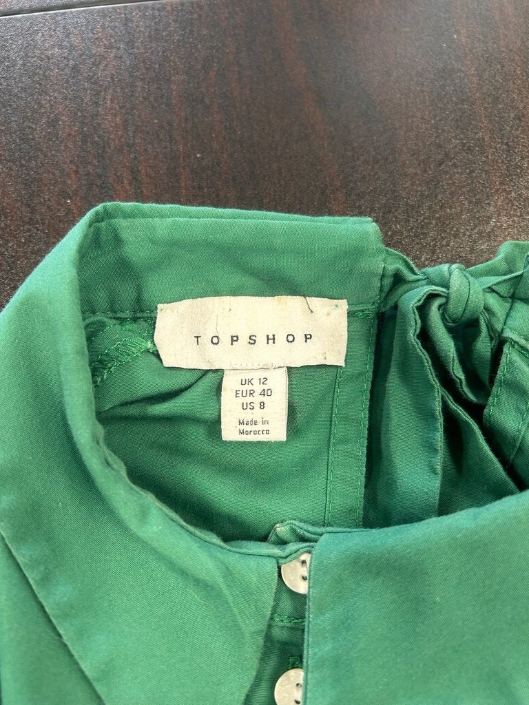 Size 8 Topshop Womens Green Button-Up Shirt