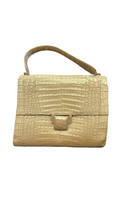 Nancy Gonzalez Elegant Gold Crocodile-Patterned Handbag