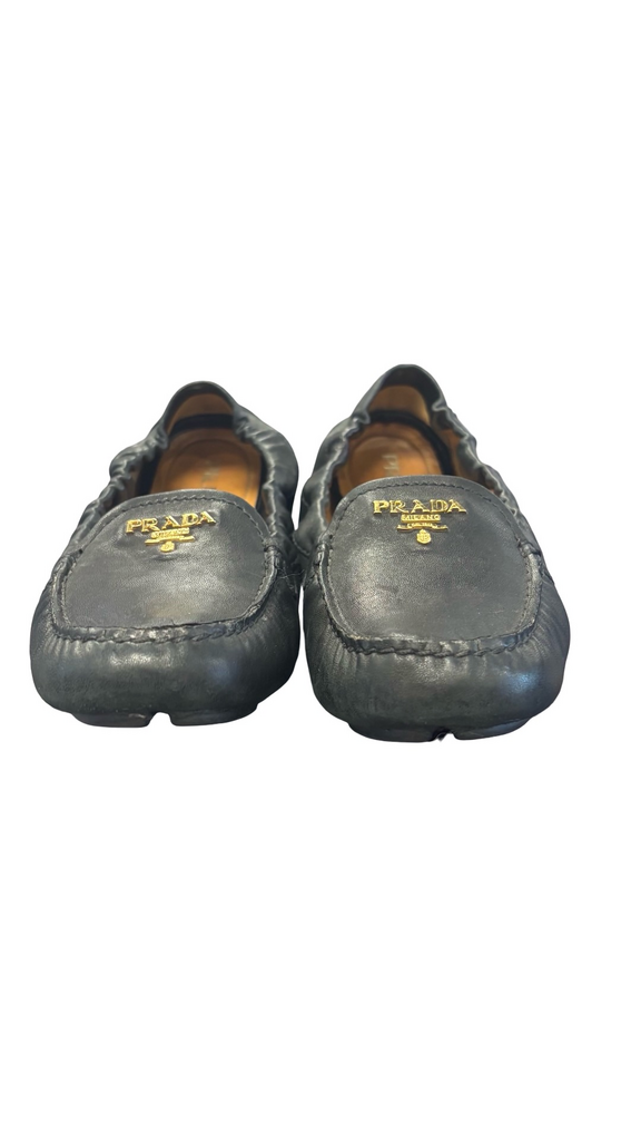 Size 38 Prada Black Leather Flats