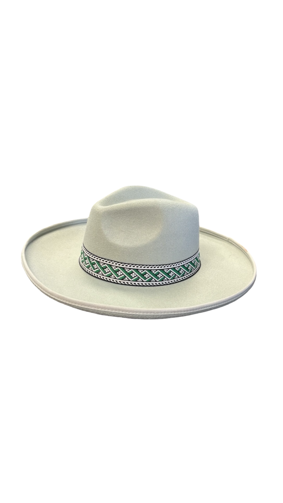Mint Green Wide Brim Hat with Colorful Band