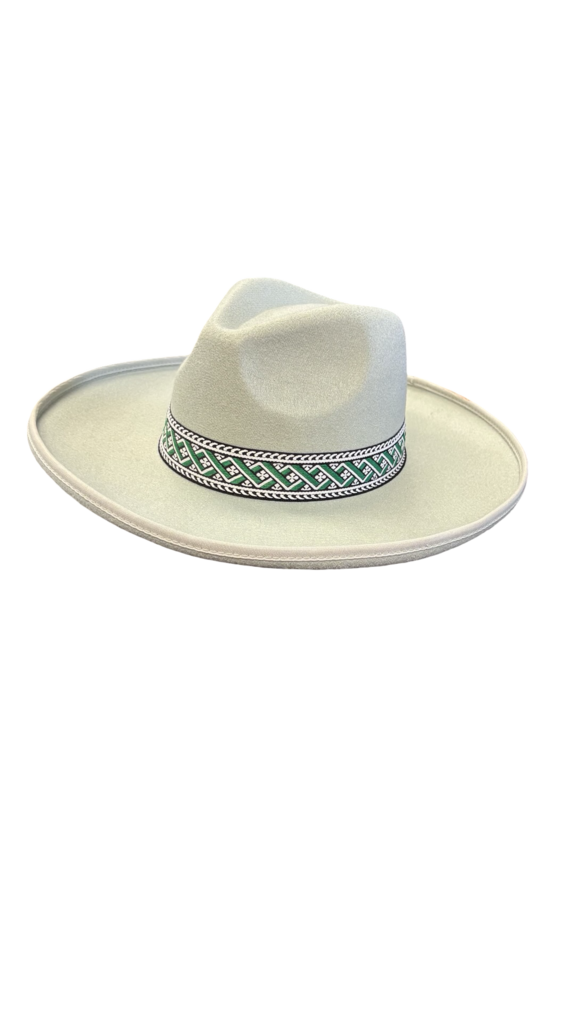 Mint Green Wide Brim Hat with Colorful Band