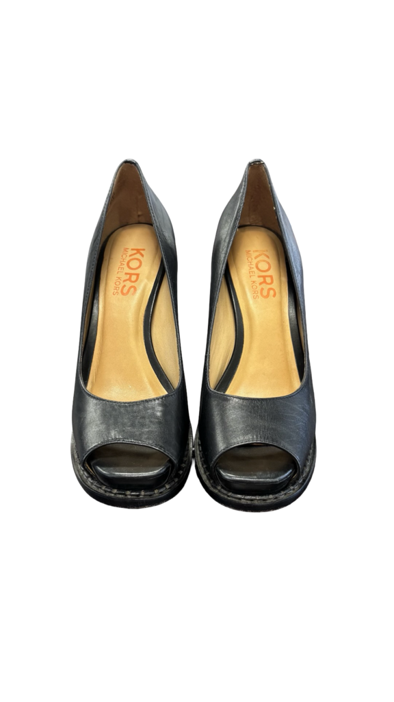 Size 7 Michael Kors Black Peep-Toe Heels