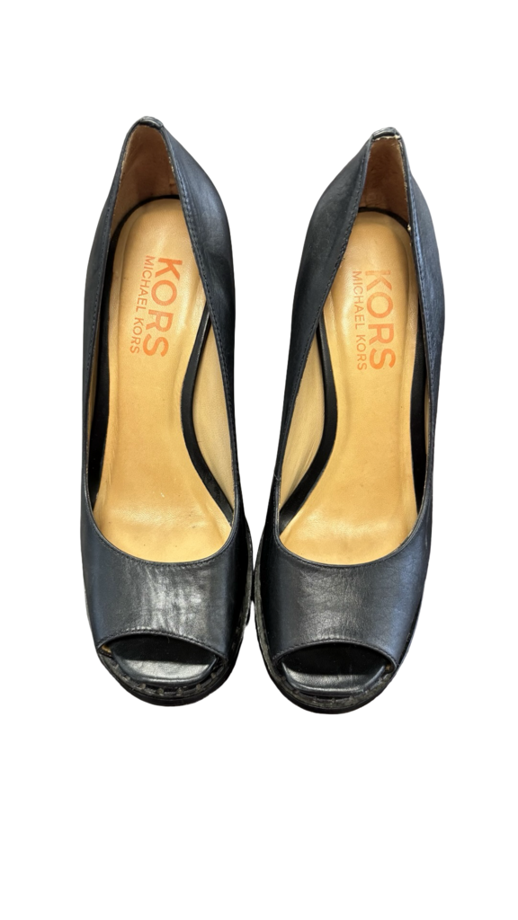 Size 7 Michael Kors Black Peep-Toe Heels