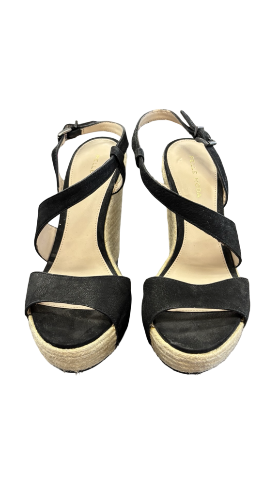 Size 7.5 Pelle Moda Black Strappy Platform Sandals