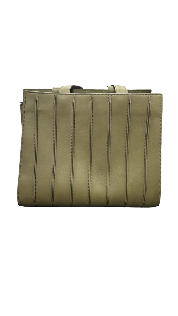 Max Mara Olive Green Leather Whitney Tote