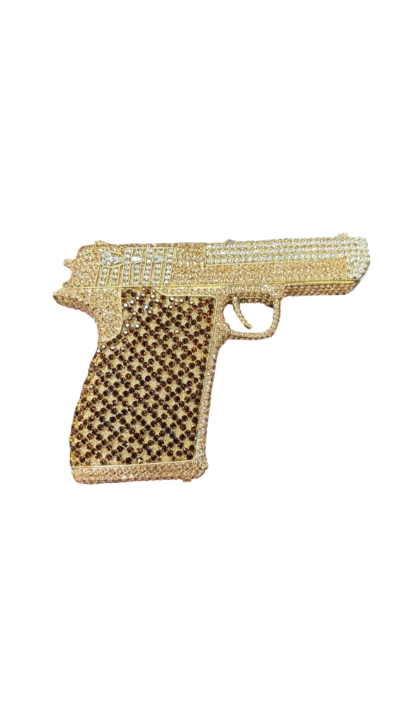 Rhinestone Pistol Clutch