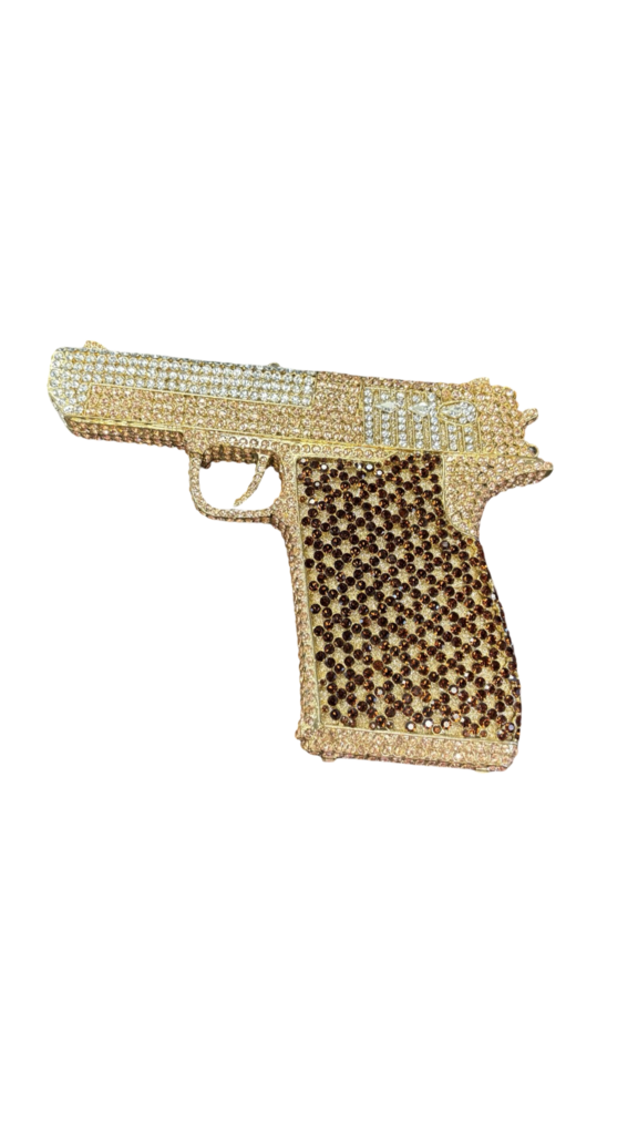 Rhinestone Pistol Clutch