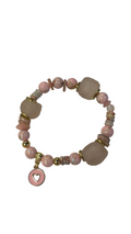 Pink Beaded Bracelet with Heart Charm
