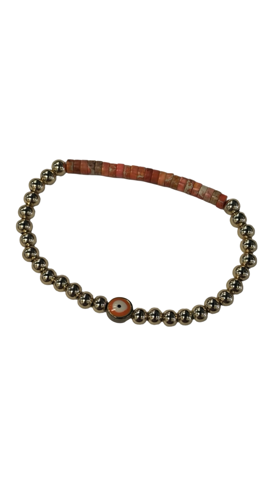 Colorful Beaded Bracelet with Eye Pendant