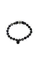 Black Beaded Bracelet with Heart Charm
