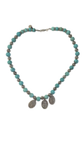 Turquoise Beaded Necklace with Religious Charms