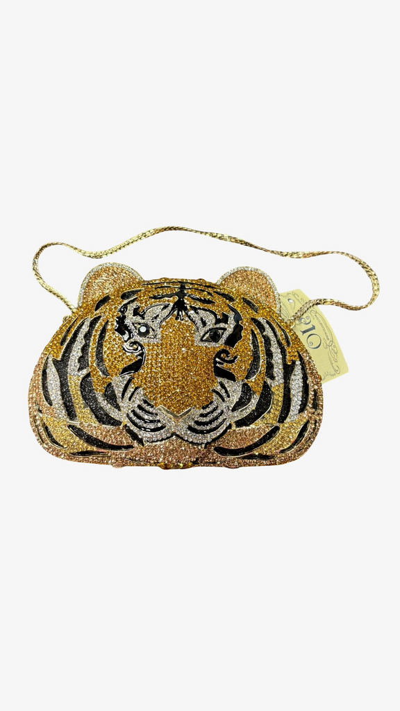 Tiger Clutch Bag with Rhinestone Detailing