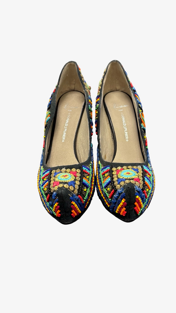 Size 7.5 Donald J Pliner Signed by Lita Ford Colorful Beaded High Heels