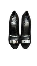 Size 37.5 Furla Black High Heels with Silver Accent