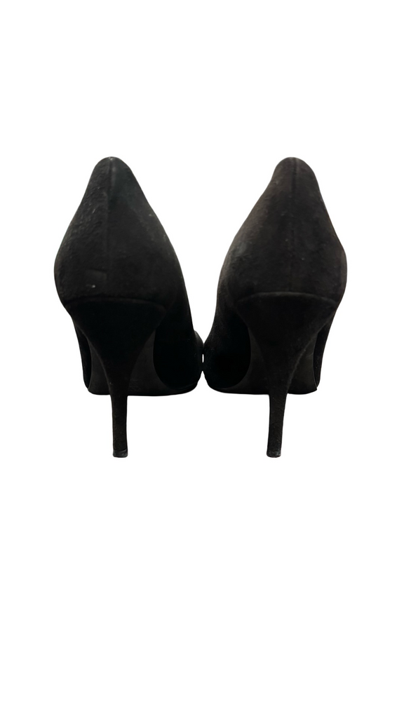 Size 37.5 Furla Black High Heels with Silver Accent