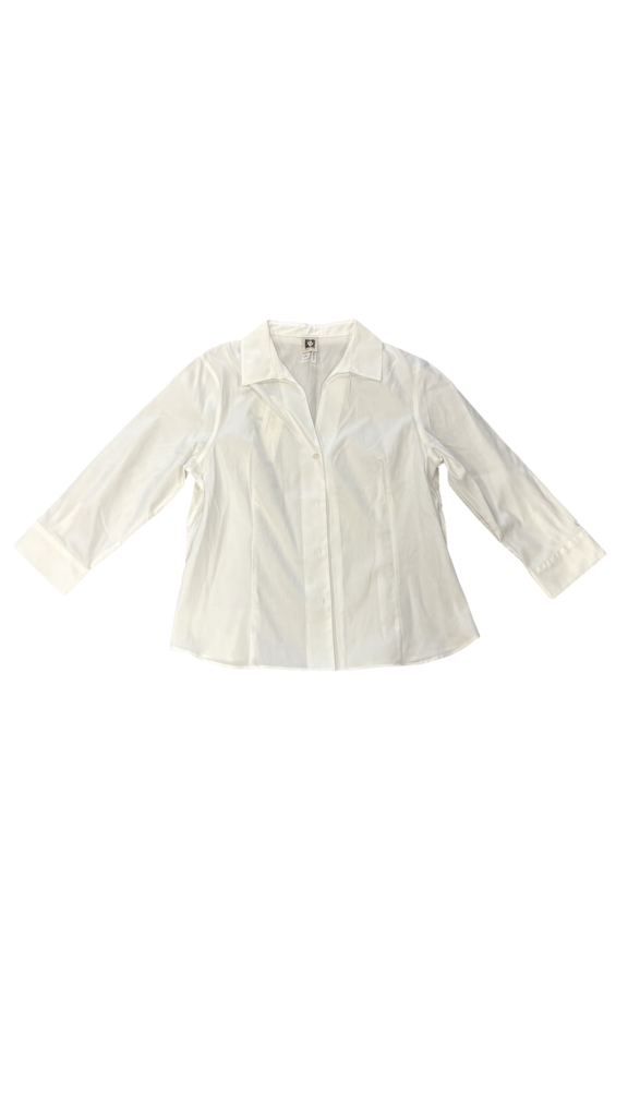 Large Anne Klein Women's Non-Iron White Button-Down Shirt