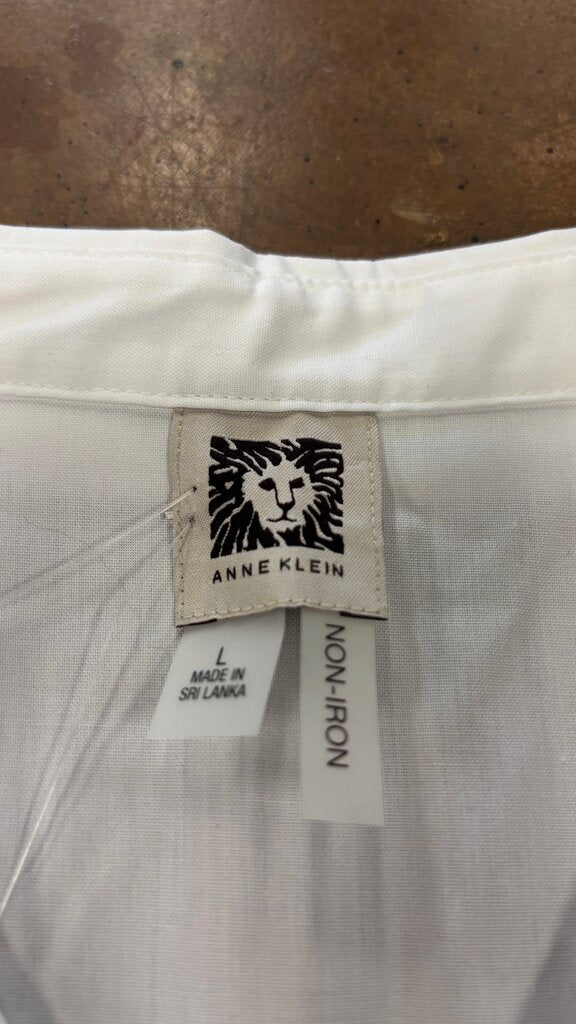 Large Anne Klein Women's Non-Iron White Button-Down Shirt
