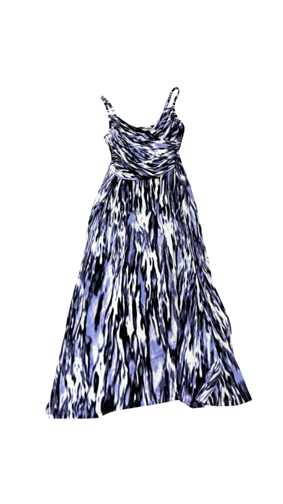 Medium Jennifer Lopez Women's Maxi Dress in Purple and White Abstract Print