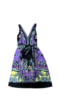 Size 6 Colorful V-Neck Dress with Floral Print