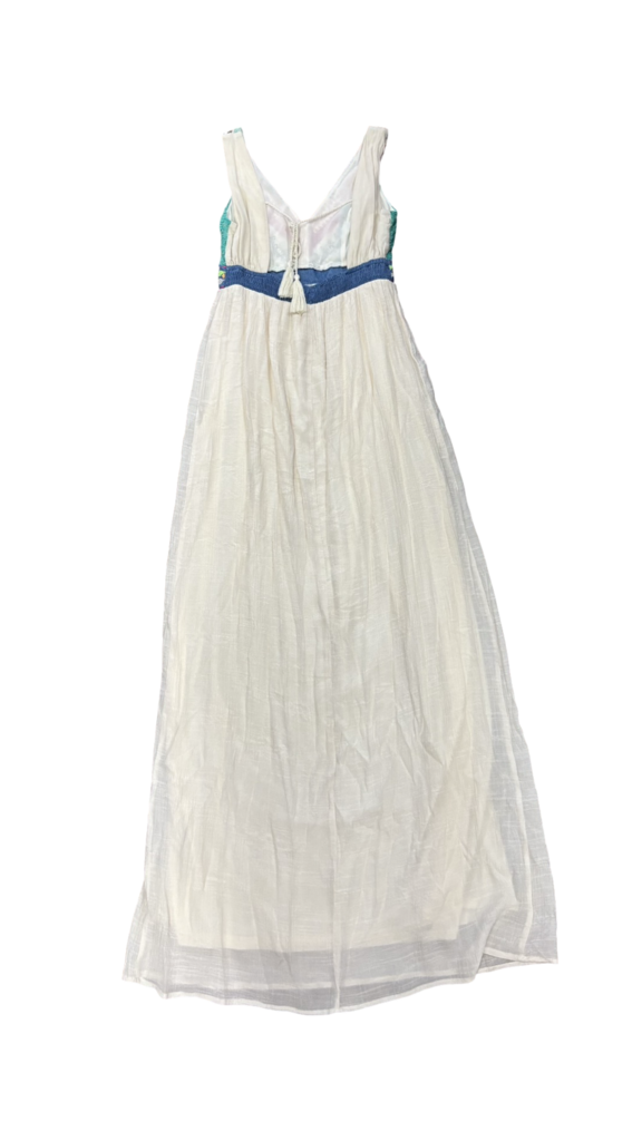 Size XS Chelsea and Violet Turquoise and White Bohemian Maxi Dress